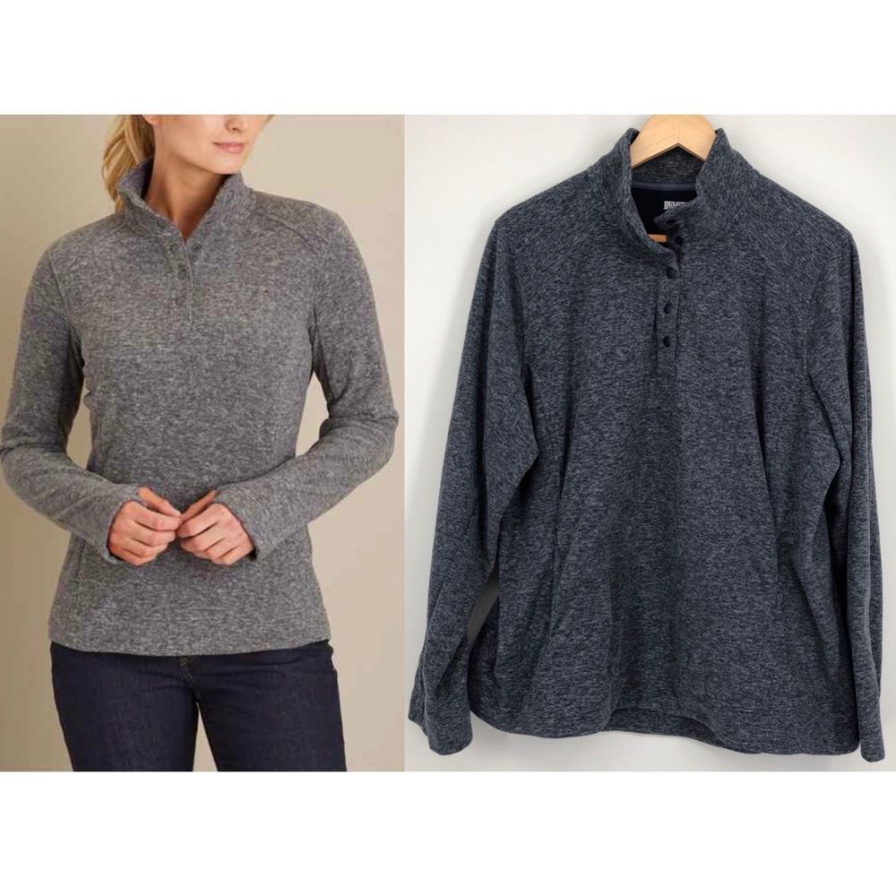 Duluth Trading Co Sweatshirt Womens 2X Heather Blue Quarter Snap Pullover